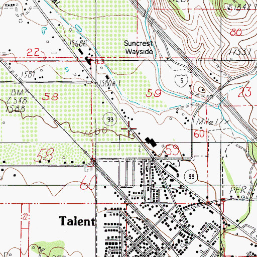 Topographic Map of Jackson County Fire District 5, OR