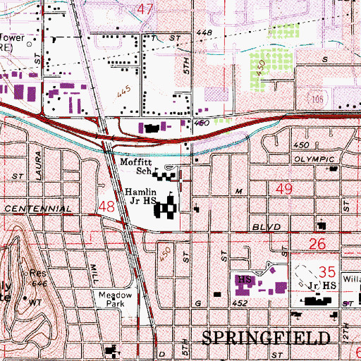 Topographic Map of Springfield Fire Department Station 4, OR