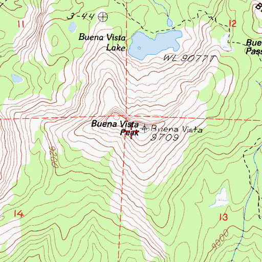 Topographic Map of Buena Vista Peak, CA