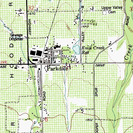 Topographic Map of Parkdale Rural Fire Protection District, OR