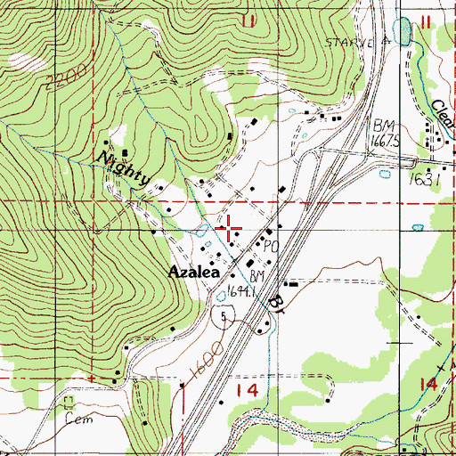 Topographic Map of Azalea Rural Fire Protection District, OR
