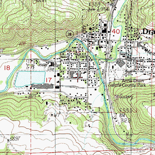 Topographic Map of North Douglas County Fire and Emergency Medical Services Station 1, OR