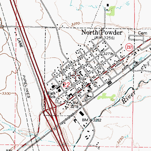 Topographic Map of North Powder Rural Fire Protection District, OR