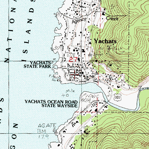 Topographic Map of Yachats Rural Fire Protection District South Station, OR