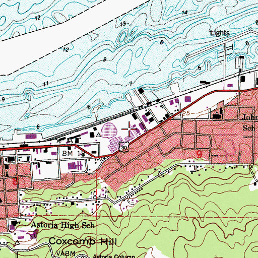 Topographic Map of Astoria Fire Department Station 1, OR