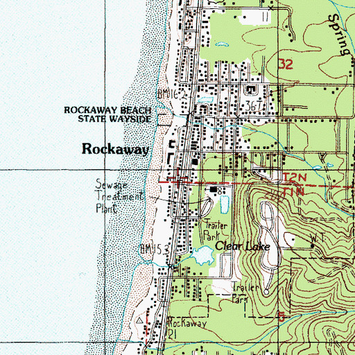Topographic Map of Rockaway Beach Fire Department, OR
