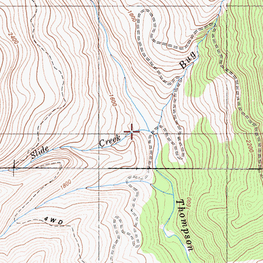 Topographic Map of Bug Creek, CA