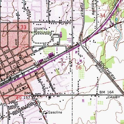 Topographic Map of Canby Fire District Station 62, OR