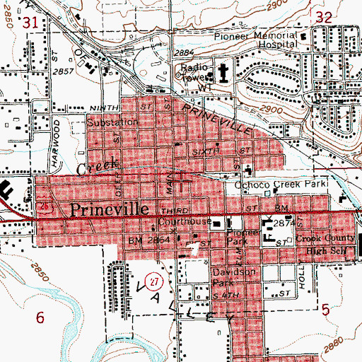 Topographic Map of Crook County Fire and Rescue Main Station, OR