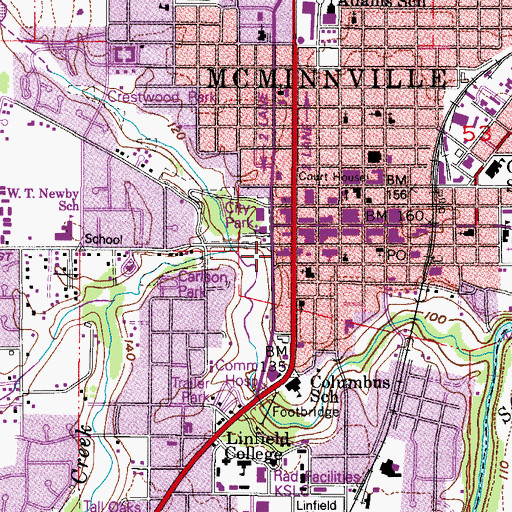 Topographic Map of McMinnville Fire Department, OR