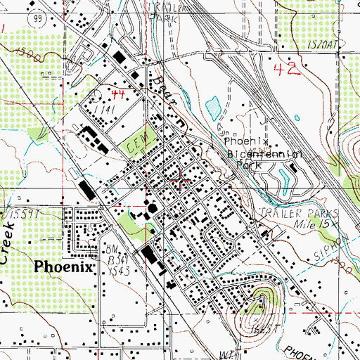 Topographic Map of Phoenix Fire Department, OR