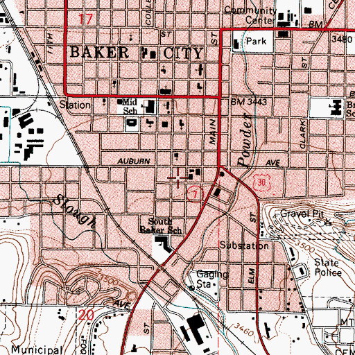Topographic Map of Baker City Fire Department, OR