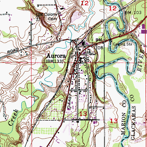 Topographic Map of Aurora Rural Fire Protection District Headquarters, OR