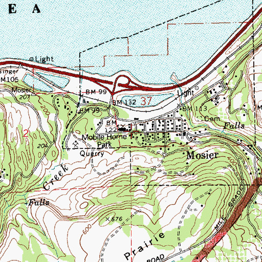 Topographic Map of Mosier Volunteer Fire Department, OR