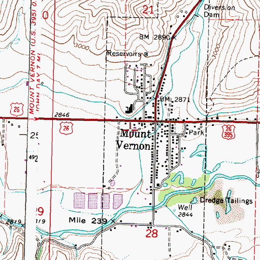 Topographic Map of Mount Vernon Fire Department, OR