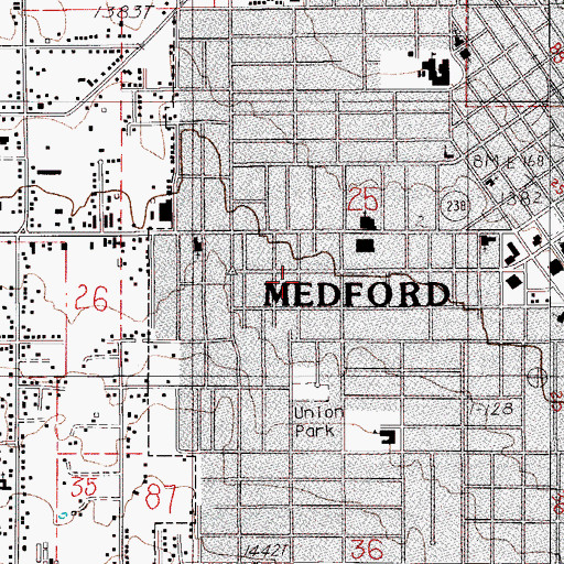 Topographic Map of Medford Fire and Rescue Station 2, OR