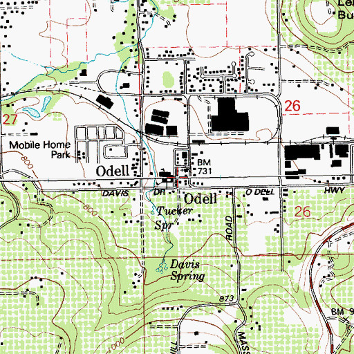 Topographic Map of Odell Rural Fire Protection District, OR