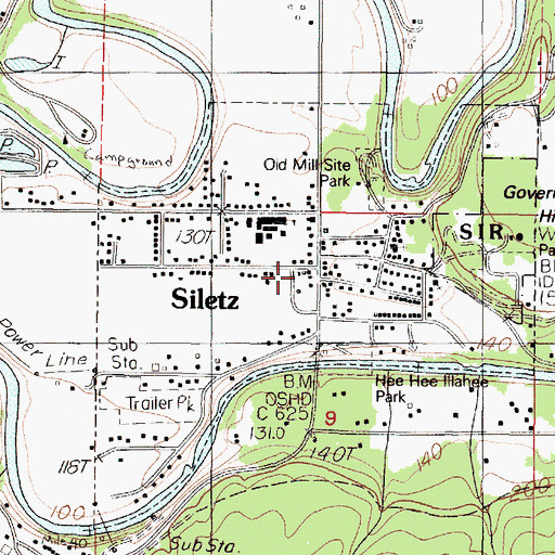 Topographic Map of Siletz Rural Fire Protection District Main Station, OR