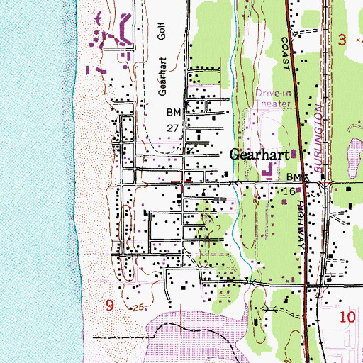 Topographic Map of Gearhart Volunteer Fire Department, OR
