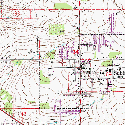Topographic Map of Sublimity Rural Fire Protection District, OR