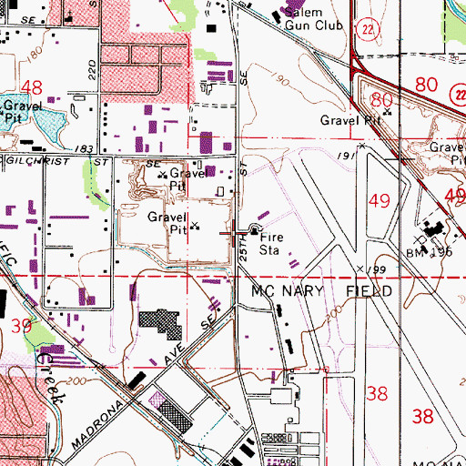 Topographic Map of Salem Fire Department Station 6, OR