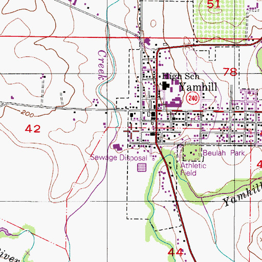 Topographic Map of Yamhill Fire Protection District, OR