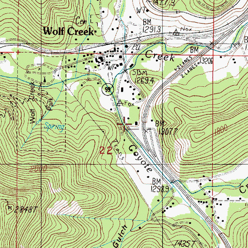 Topographic Map of Wolf Creek Rural Fire Protection District, OR