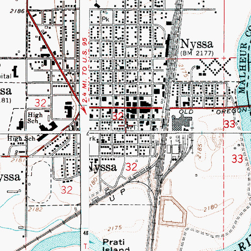 Topographic Map of Nyssa Fire Department, OR