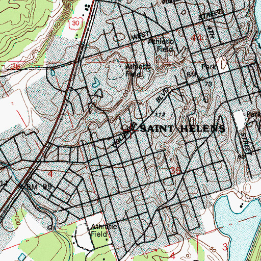 Topographic Map of Columbia River Fire and Rescue Saint Helens Station, OR