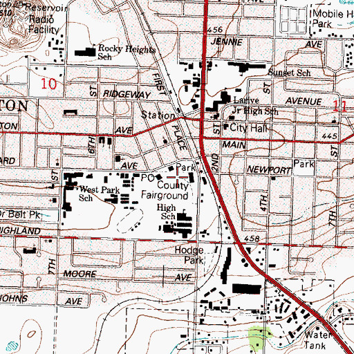 Topographic Map of Hermiston Fire and Emergency Services Station 1 Headquarters, OR