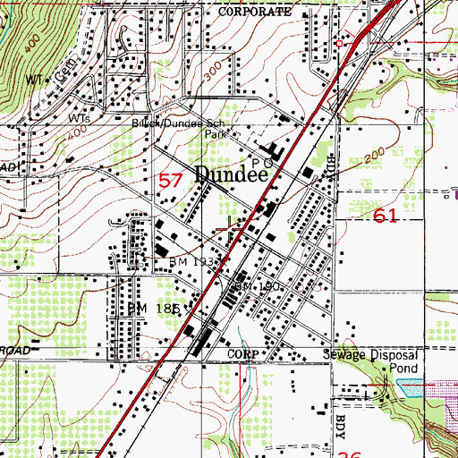 Topographic Map of Dundee Fire Department, OR