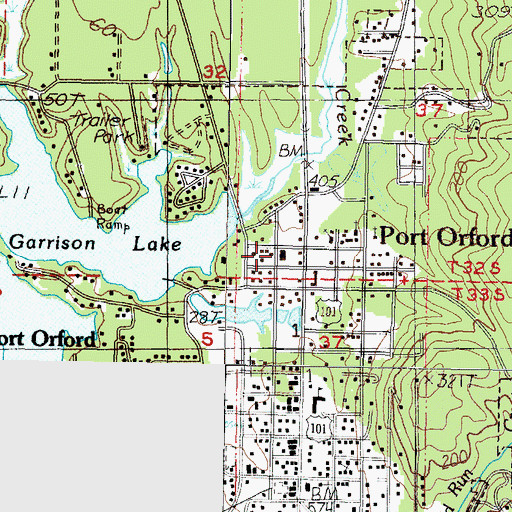 Topographic Map of Port Orford Volunteer Fire Department, OR
