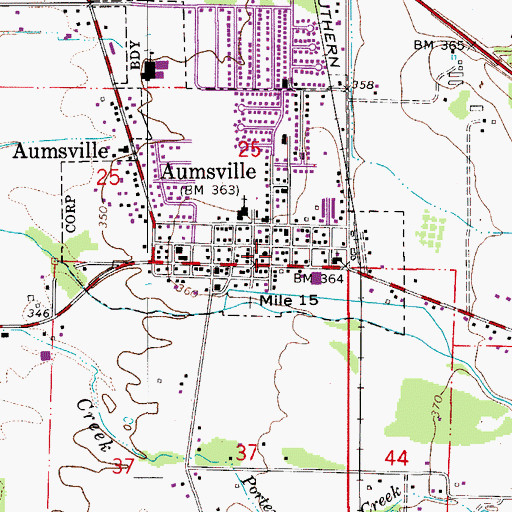 Topographic Map of Aumsville Rural Fire Protection District, OR