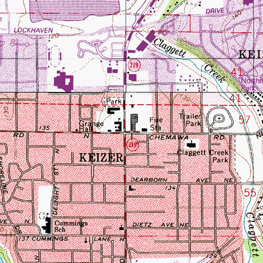 Topographic Map of Keizer Fire District, OR