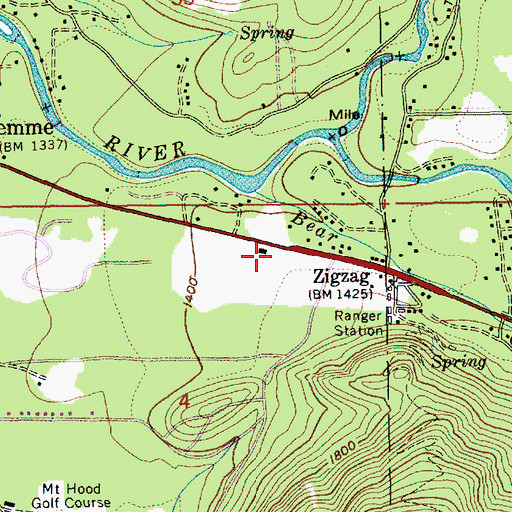Topographic Map of Hoodland Fire District 74 Main Station, OR