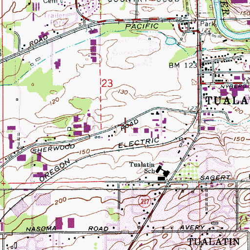 Topographic Map of Tualatin Valley Fire and Rescue Station 34 Tualatin, OR