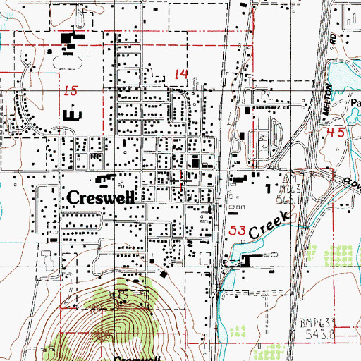 Topographic Map of South Lane County Fire and Rescue Station 2 - 3, OR