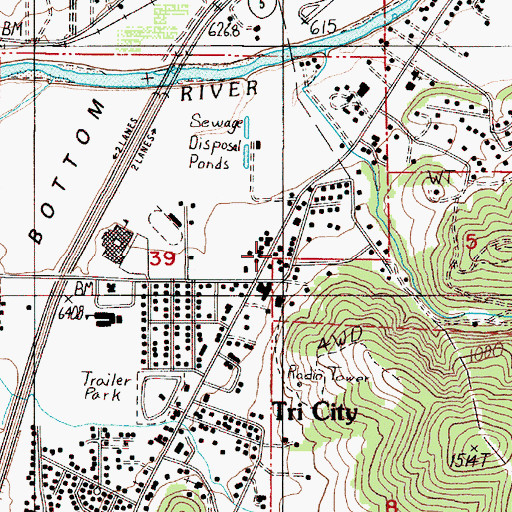 Topographic Map of Tri - City Rural Fire Department, OR