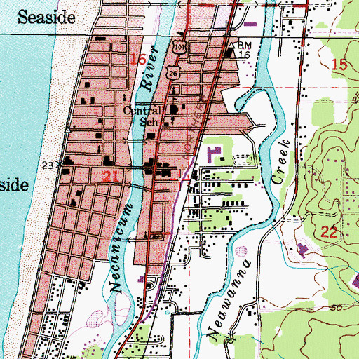 Topographic Map of Seaside Fire and Rescue, OR