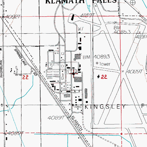 Topographic Map of Kingsley Field Fire Department, OR