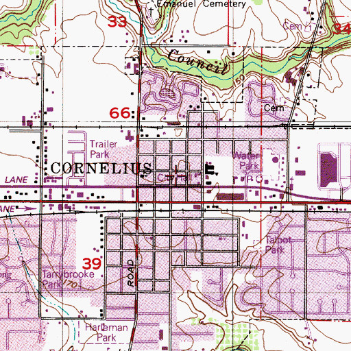 Topographic Map of Cornelius Fire Department Station 8, OR