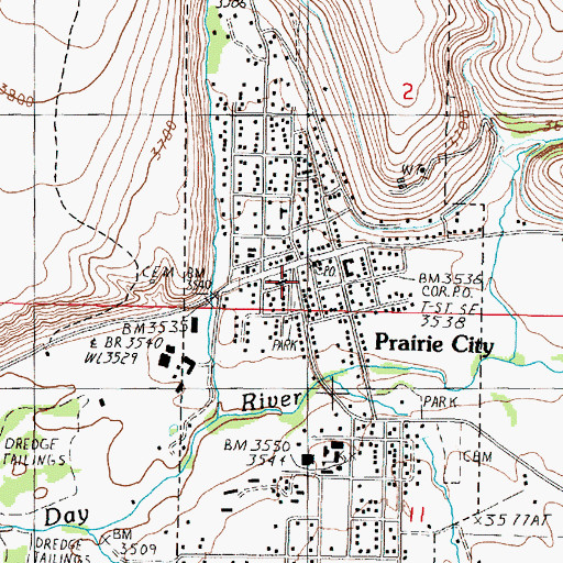 Topographic Map of Prairie City Fire Department, OR