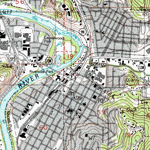 Topographic Map of Roseburg Fire Department Station 1, OR