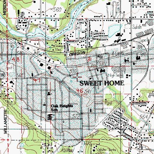 Topographic Map of Sweet Home Fire and Ambulance District Station 21, OR