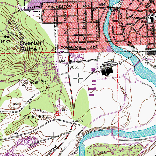 Topographic Map of City of Bend Fire Department Station 301 West Fire Station, OR