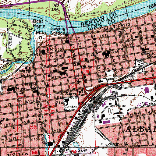 Topographic Map of Albany Fire Department Station 1, OR