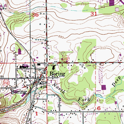 Topographic Map of Boring Fire Protection District Number 59 Station 14 Boring, OR