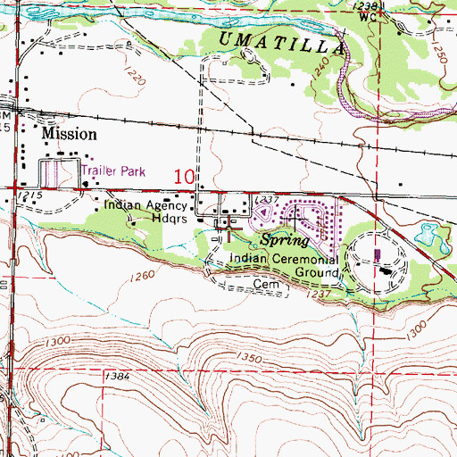 Topographic Map of Umatilla Tribal Fire Department, OR