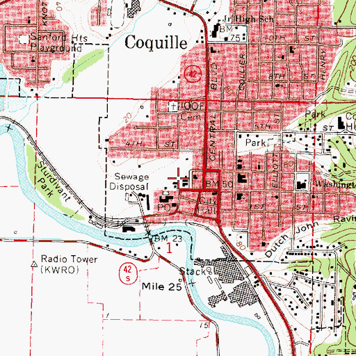 Topographic Map of Coquille Fire and Rescue, OR