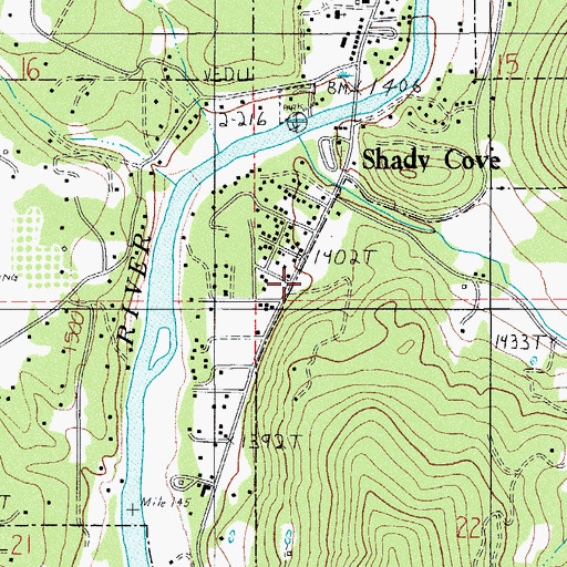 Topographic Map of Jackson County Fire District 4 Shady Cove Station, OR